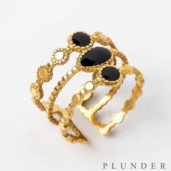 New Plunder "Cove" Gold with Black Accent Ring - Picture 1 of 5